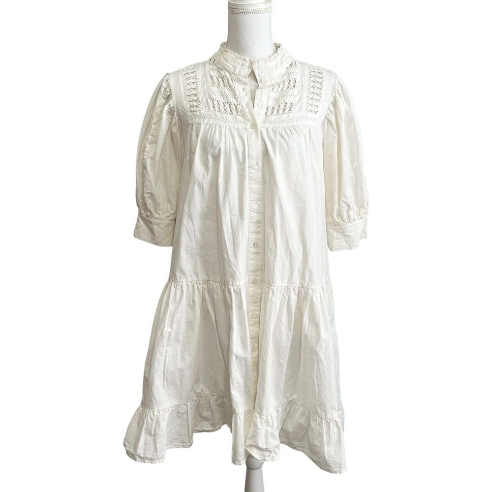 Sea New York Womens Thora Dress Size Small White Tiered Bridal Eyelet Farmhouse